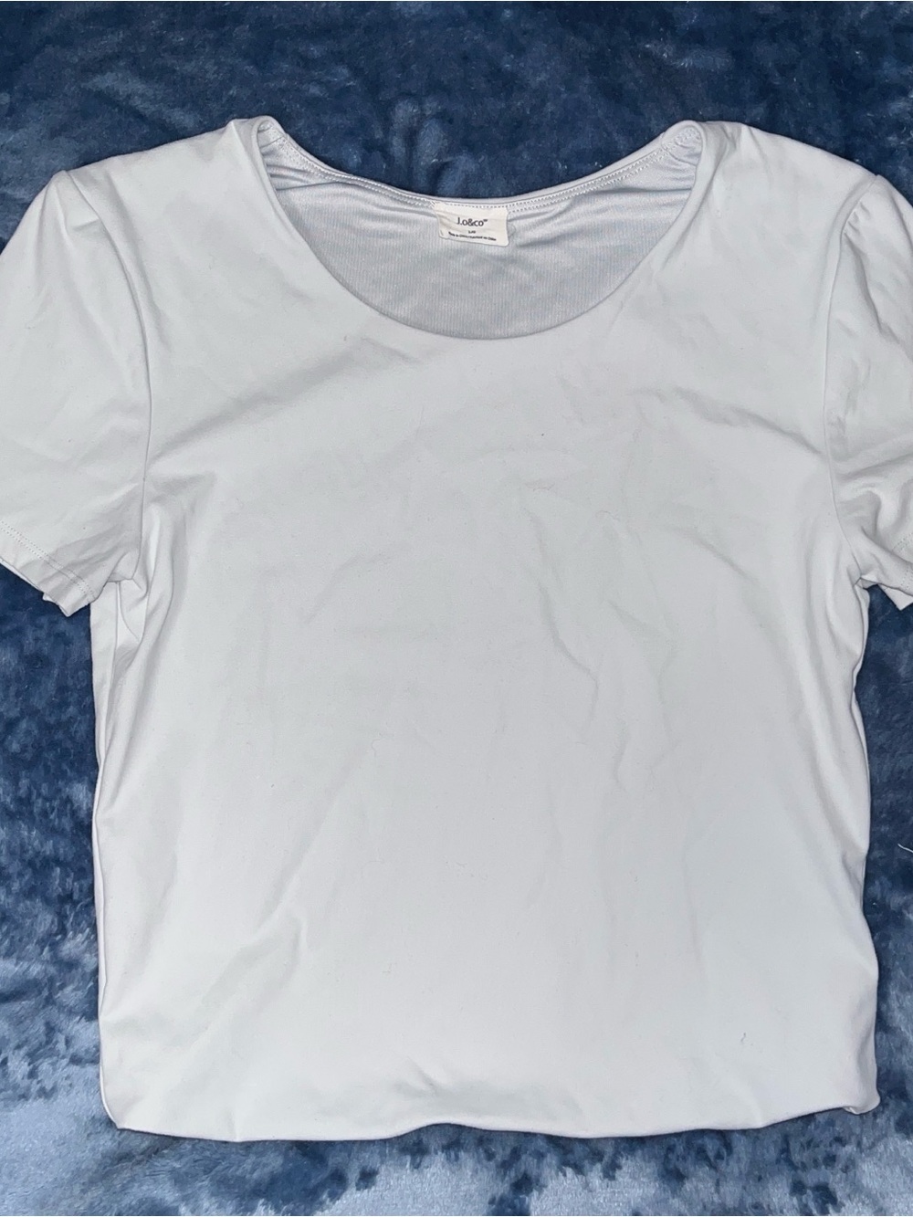 White Short-Sleeve Scoop Neck Women's Top